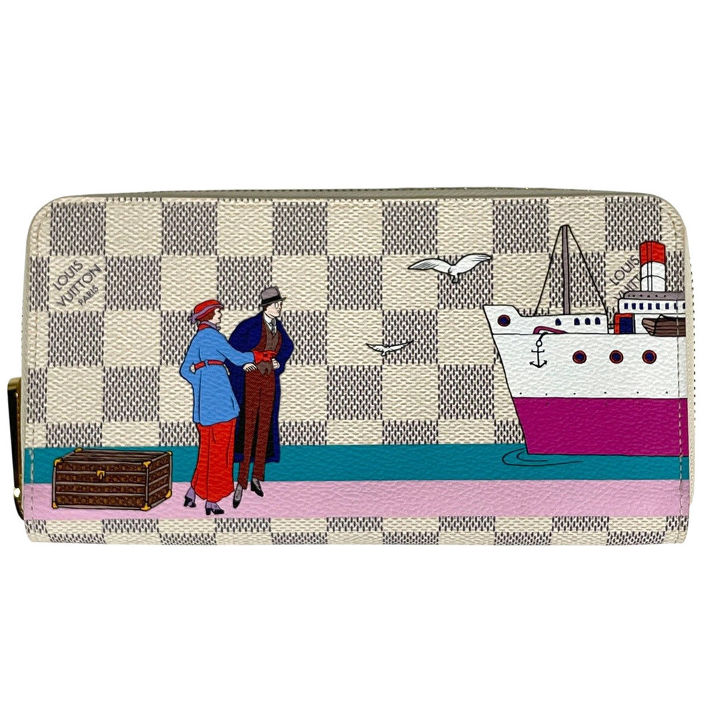 Louis Vuitton Zippy Wallet Long Damier Azur White